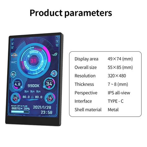 Lopnglg Inch Ips Smart Screen Type C Secondary Display For Pc