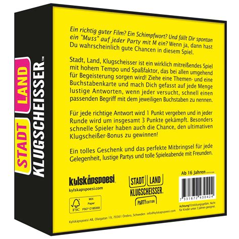 Stadt Land Klugscheisser Party Edition Kylskapspoesi 430424