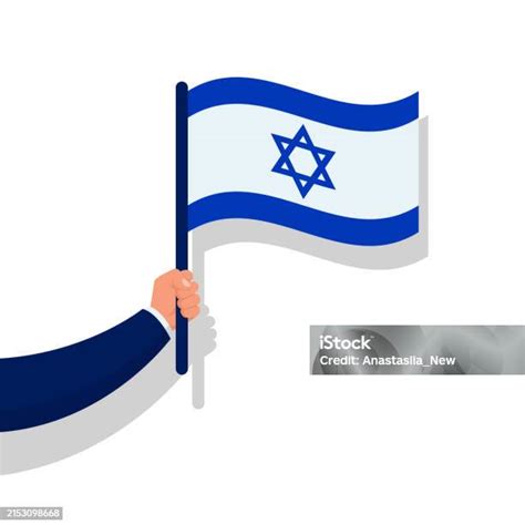 Israel Flag In Hand Hand Holding National Flag Of Israel Vector Stock