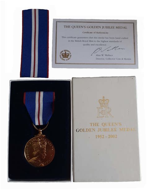 Queen’s Golden Jubilee Medal 1952 2002 In Box Of Issue Baldwin S