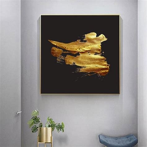 Quadro Decorativo Abstrato Dourado Quatro Lados Quatro Lados