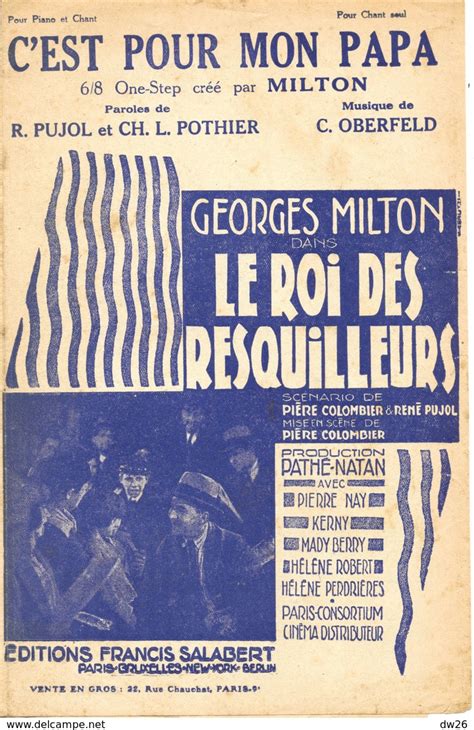 Partituras Partition C Est Pour Mon Papa Par Georges Milton Dans Le