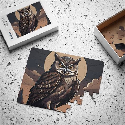 Great Horned Owl Puzzle Piece Puzzle Set Fun Educational Etsy