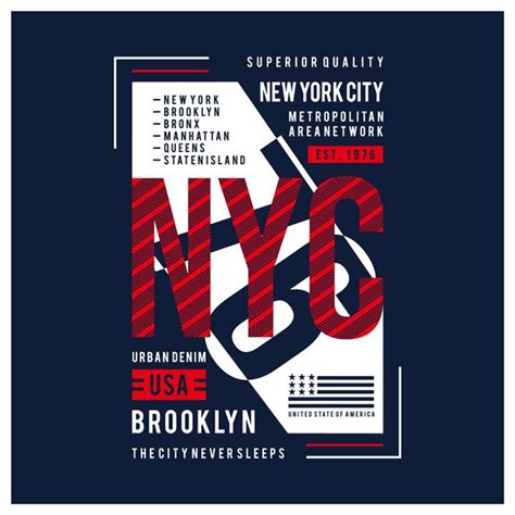 Nova York City Denim Urbano Tipografia Design Gr Fico T Shirt