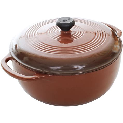 Lodge 6 Quart Colored Enamel Cast Iron Dutch Oven Cafe Gradated Brown Ec6d83 Bbq Guys