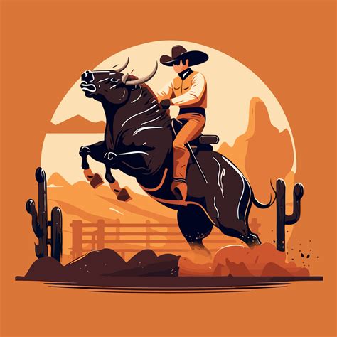 Bull Riding Cowboy 19081093 Vector Art at Vecteezy