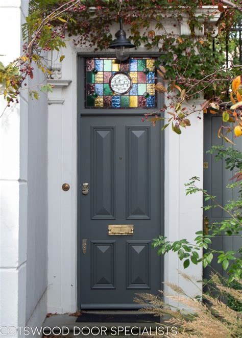 Solid Victorian Front Door Painted Dark Grey Cotswood Doors London