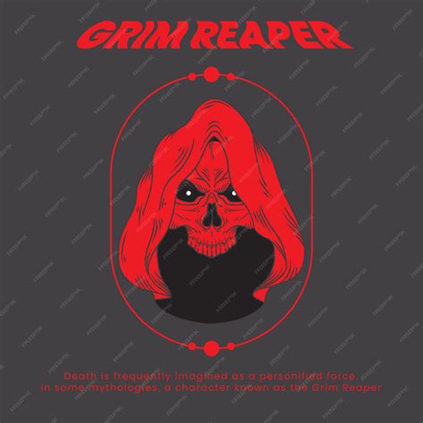 Premium Vector | Grim Reaper Red Illustration Line Art