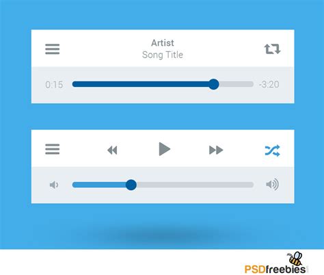 Free Flat Style Media Player Ui Interface Free Psd At Freepsdcc