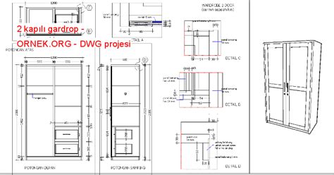 Kap L Gardrop Dwg Projesi Autocad Mimari Detaylar Dolap