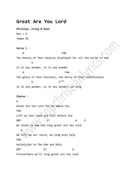 Great Are You Lord chords - Top Christian Lyrics