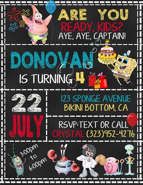 Spongebob Bikini Bottom Birthday Invitation Sold In Sets Of 10