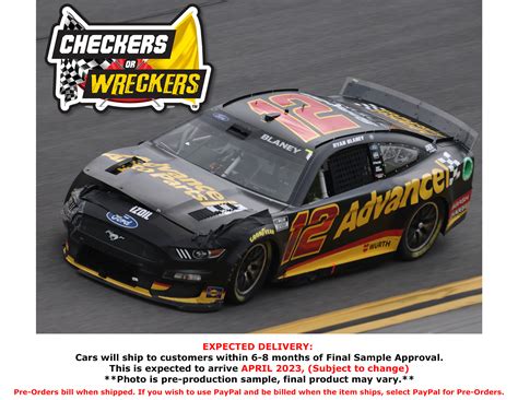 Ryan Blaney 2022 Advance Auto Parts Daytona 8/28 Checkers or Wreckers 1:24 Nascar Diecast