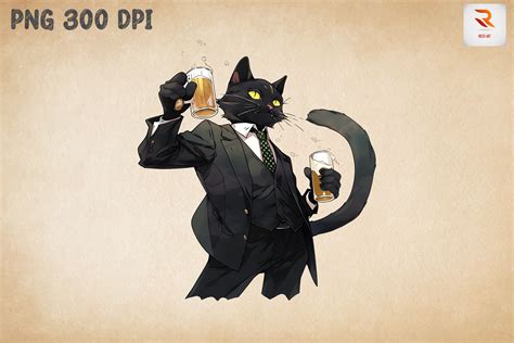 Gangster Dad Black Cat Drinking Bundle By Mulew Art Thehungryjpeg