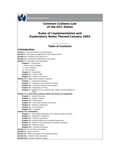 Common Customs Law Of The Gcc States Rules Of Dubai Trade