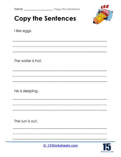 Copy The Sentence Worksheets 15 Worksheets