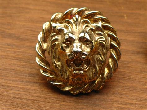 80s Anne Klein Vintage Gold Tone Lion Head By Englishrosevintageoh