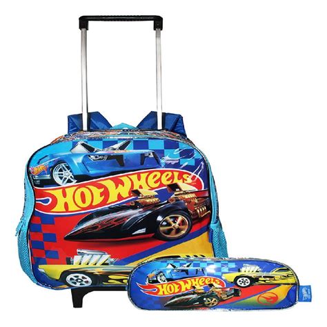 Kit Mochila Hot Wheels Meninos Estojo Escolar Rodinhas Nova Shopee Brasil