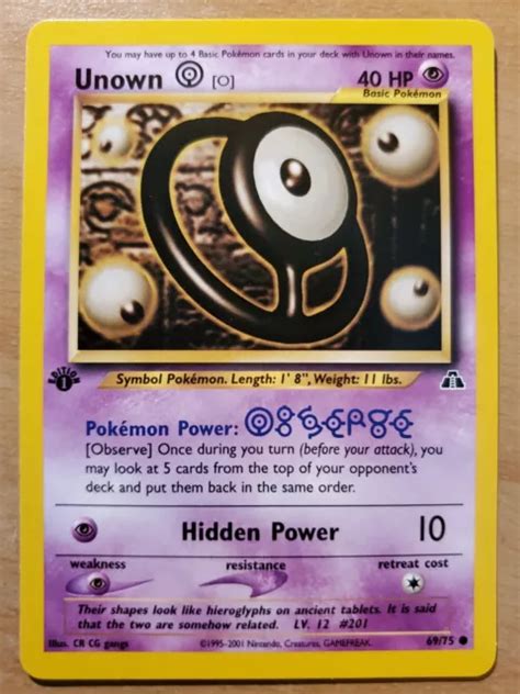 Carte Pokemon Neo Destiny Unown O Er Edition Zarbi O Er Dition