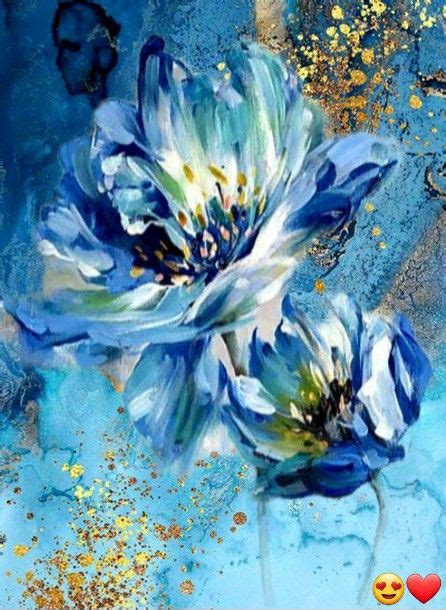 Pin by Dòra HARCOS on Dóri műve Flower art painting Blue