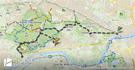 Trasa Kraków Salwator Kraków ul Zaskale mapa turystyczna pl