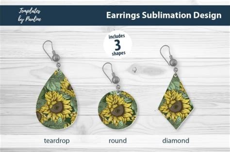 Sunflower Earring Sublimation Design PNG Graphic By Templates By