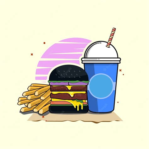 Premium Vector Burger With Soda Clipart Illustration Fast Food Clipart Concept Isolated Flat