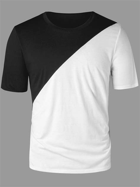 33 OFF Two Tone Split Blank T Shirt Rosegal