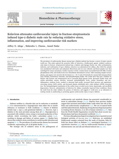 Pdf Kolaviron Attenuates Cardiovascular Injury In Fructose