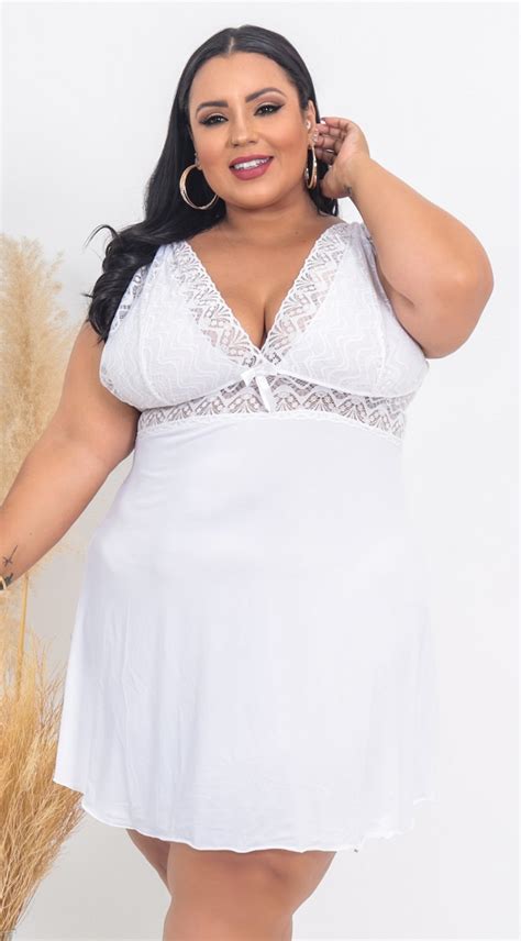 Camisola Plus Size Liganete Sem Bojo Branca Mais Que Lingerie