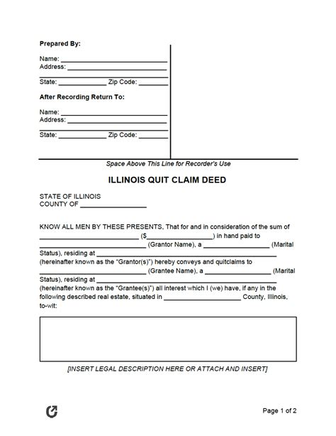 Free Illinois Quit Claim Deed Form Pdf Word Rtf