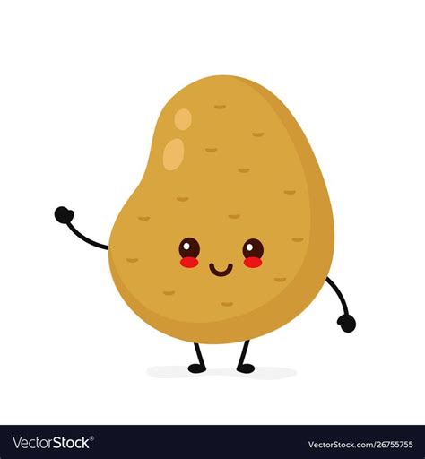 Happy Cute Smiling Potato Vector Image On Vectorstock Cute Potato