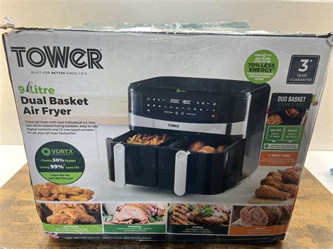 Tower T17088 9l 2600w Dual Basket Vortx Air Fryer 5056462312996 Ebay