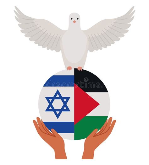 Palestina Och Israelflaggor Med Fredsduva Vektor Illustrationer