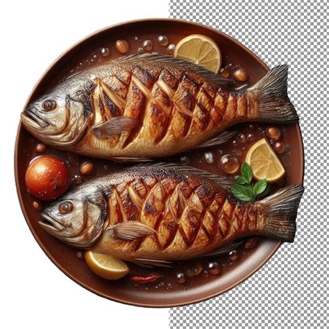 Premium PSD Elegant Grilled Fish Served On A Dish Png