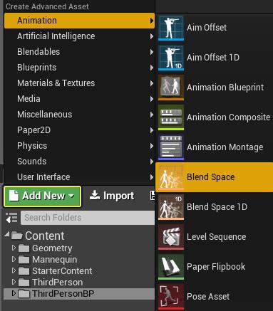 Creating Blend Spaces Unreal Engine Documentation