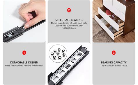 AOLISHENG Full Extension Drawer Slides Rails 20 Inch Ball Bearing Heavy