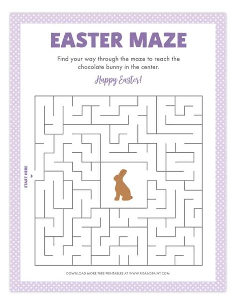 Free Printable Easter Maze Easter Games And Activities Pjs And Paint