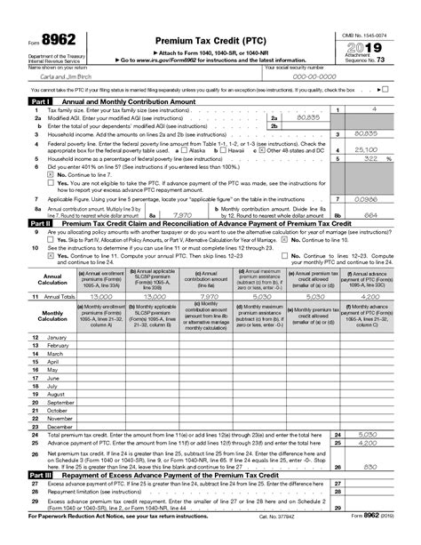 IRS 8962 Form Printable 2020 📝 Get Tax Form 8962 Printable Blank in PDF ...