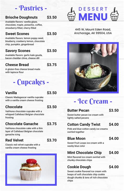 Dessert Menu Design Ideas