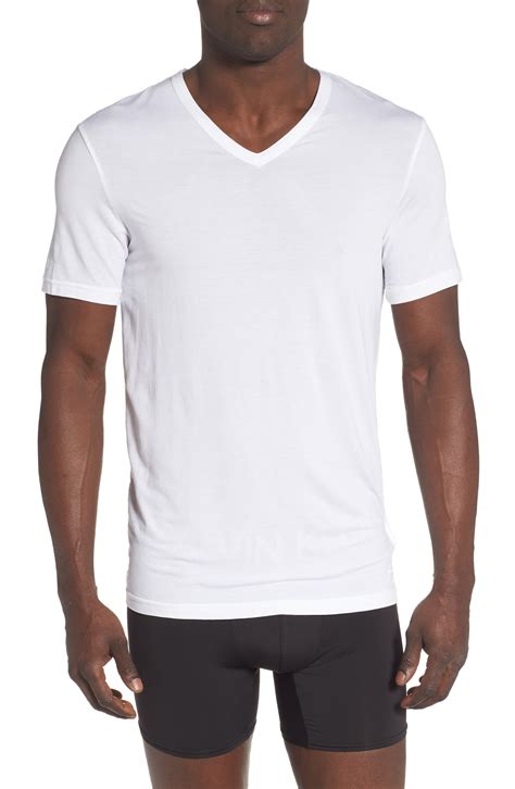 Calvin Klein Ultrasoft Stretch Modal V Neck T Shirt In White For Men