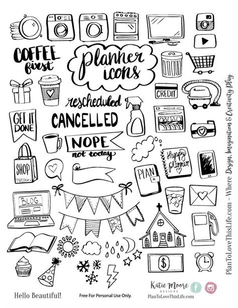 Bullet Journal Stickers Free Printable Black And White Printable Word