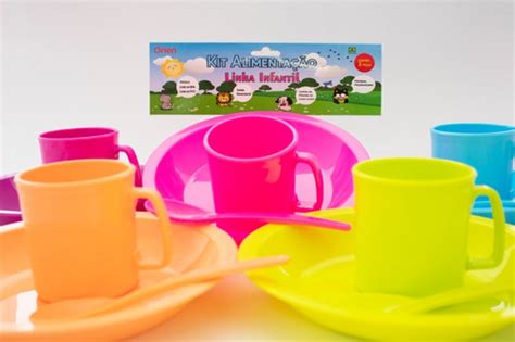 Kit Merenda Escolar Prato colher caneca Plástica MercadoLivre