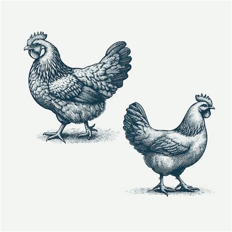 Premium Vector | Handdrawn illustration of two Chicken