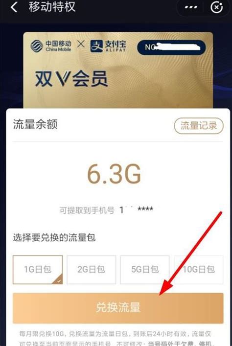 支付宝中移动双v会员兑换流量的具体操作方法 天极下载