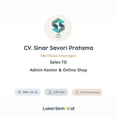 Lowongan Kerja Sales To Admin Kantor Online Shop Di Cv Sinar