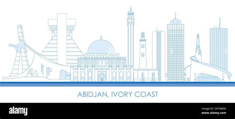 Outline Skyline Panorama Of City Of Abidjan Ivory Coast Vector