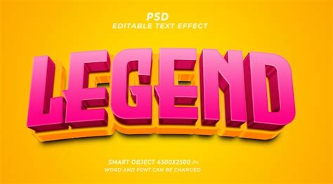 Legende 3d Psd Bearbeitbare Texteffekt Photoshop Vorlage Mit