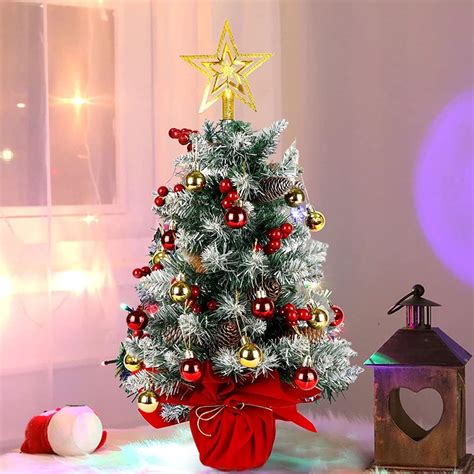 HAUSPROFI Mini Albero Di Natale Da Tavolo 60CM Piccolo Con Luci