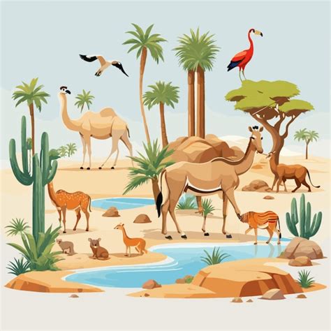 Premium Vector Desert Oasis Vector On A White Background